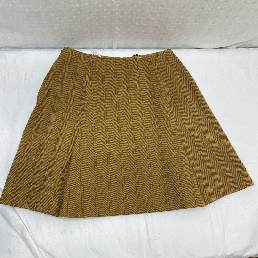 Vtg Juniorite Schoolgirl Skirt Herringbone Brown Chain Detail Preppy 24" Waist - Picture 7 of 11
